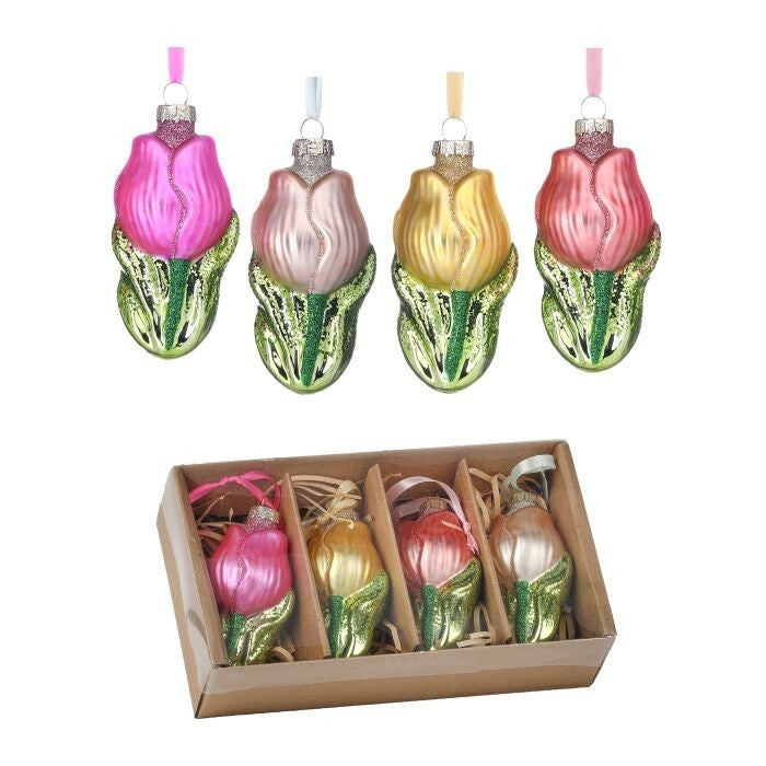 4" Gls Tulip Ornament Box/4
