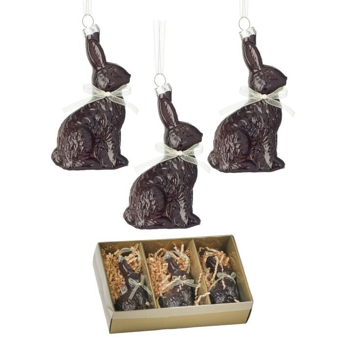 4" Glass Chocolate Bunny Ornament Box/3