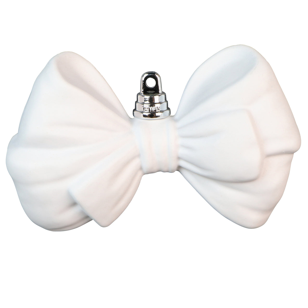 5" x 3.5" White Matte Bow Ornament