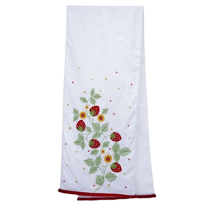 14X72" Emb/Beaded Strawberry Table Runner