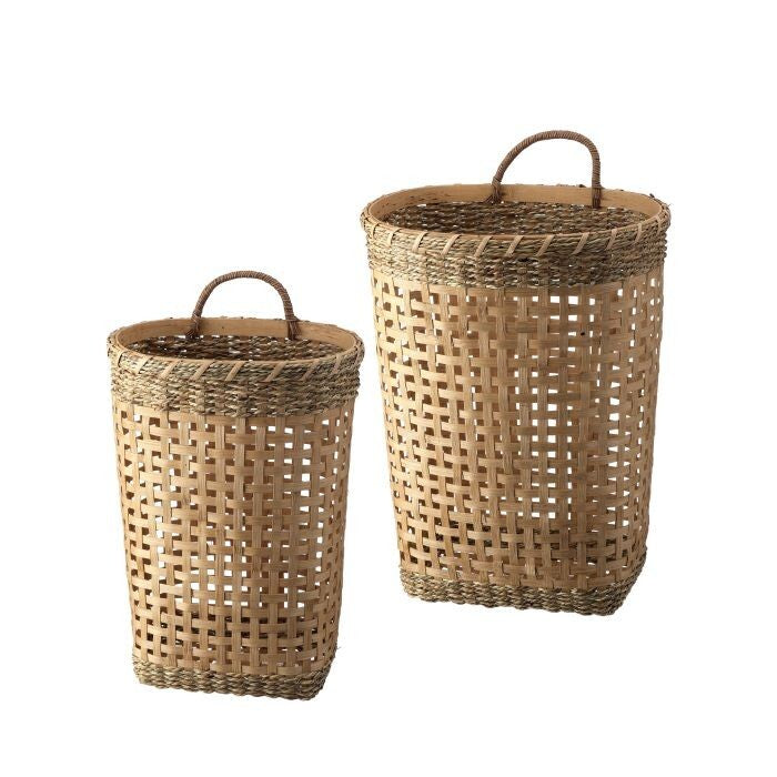 15-17" Bamboo Rattan Wall Basket Set/2