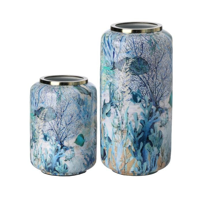 8-12" Iron Amalfi Coast Vase Set/2