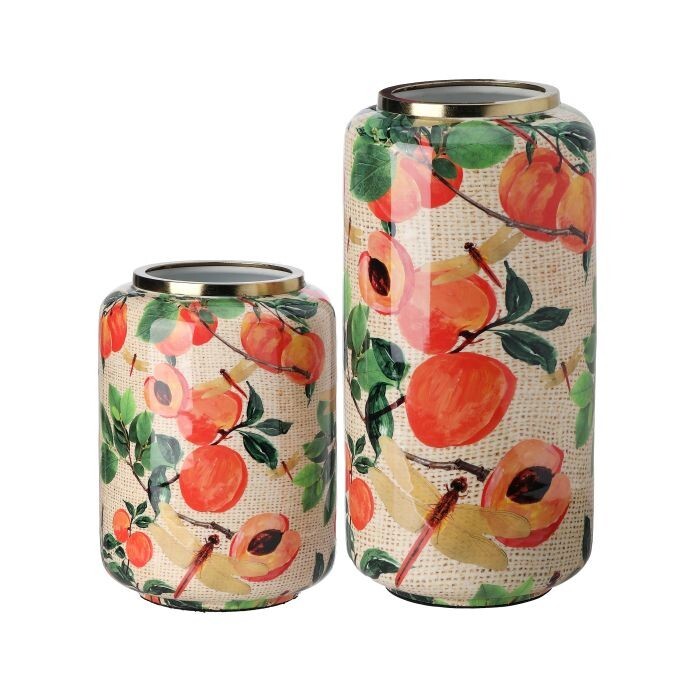 8-12" Iron Peach Orchard Vase Set/2