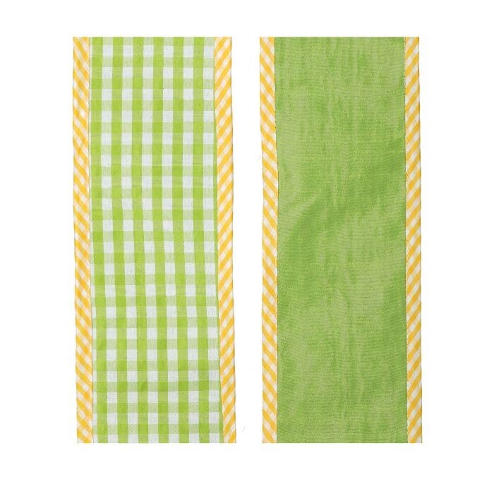 4"X5Y Spring Gingham W/Border Ribbon