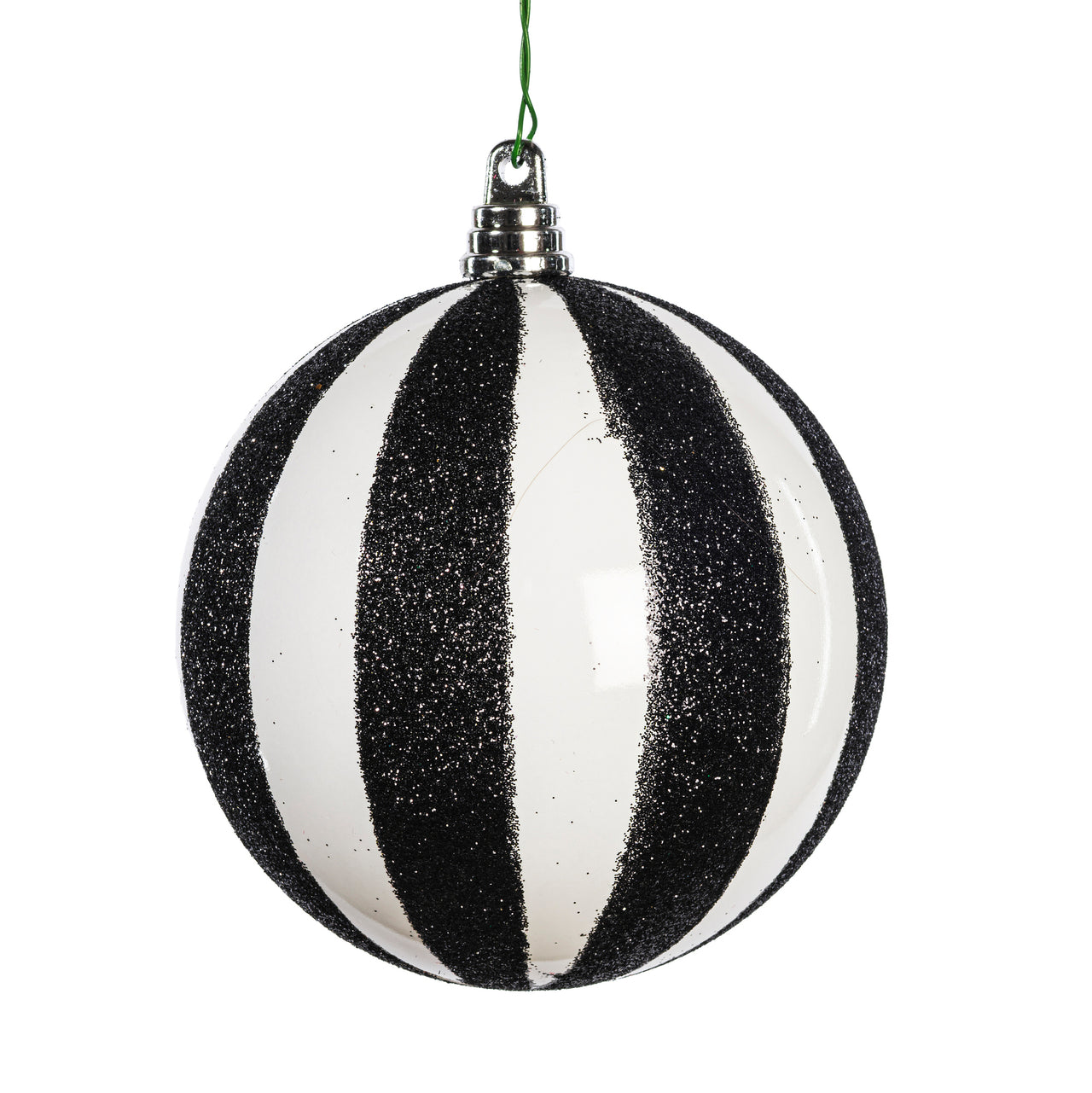4.75" White/Black Glittr Lines Ball