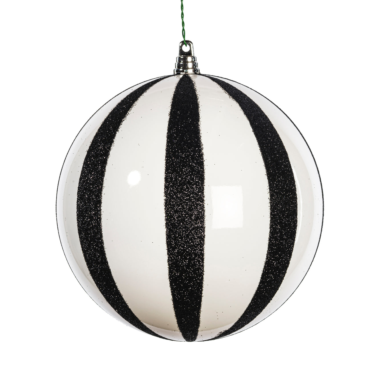6" White/Black Glitter Lines Ball