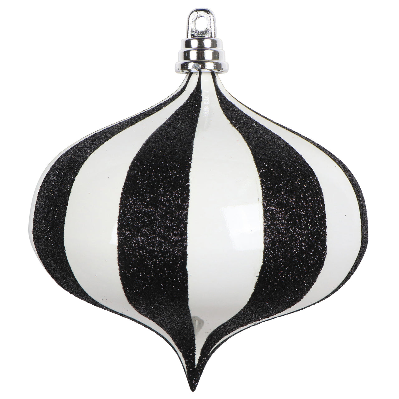 4" White/Black Glitter Lines Onion