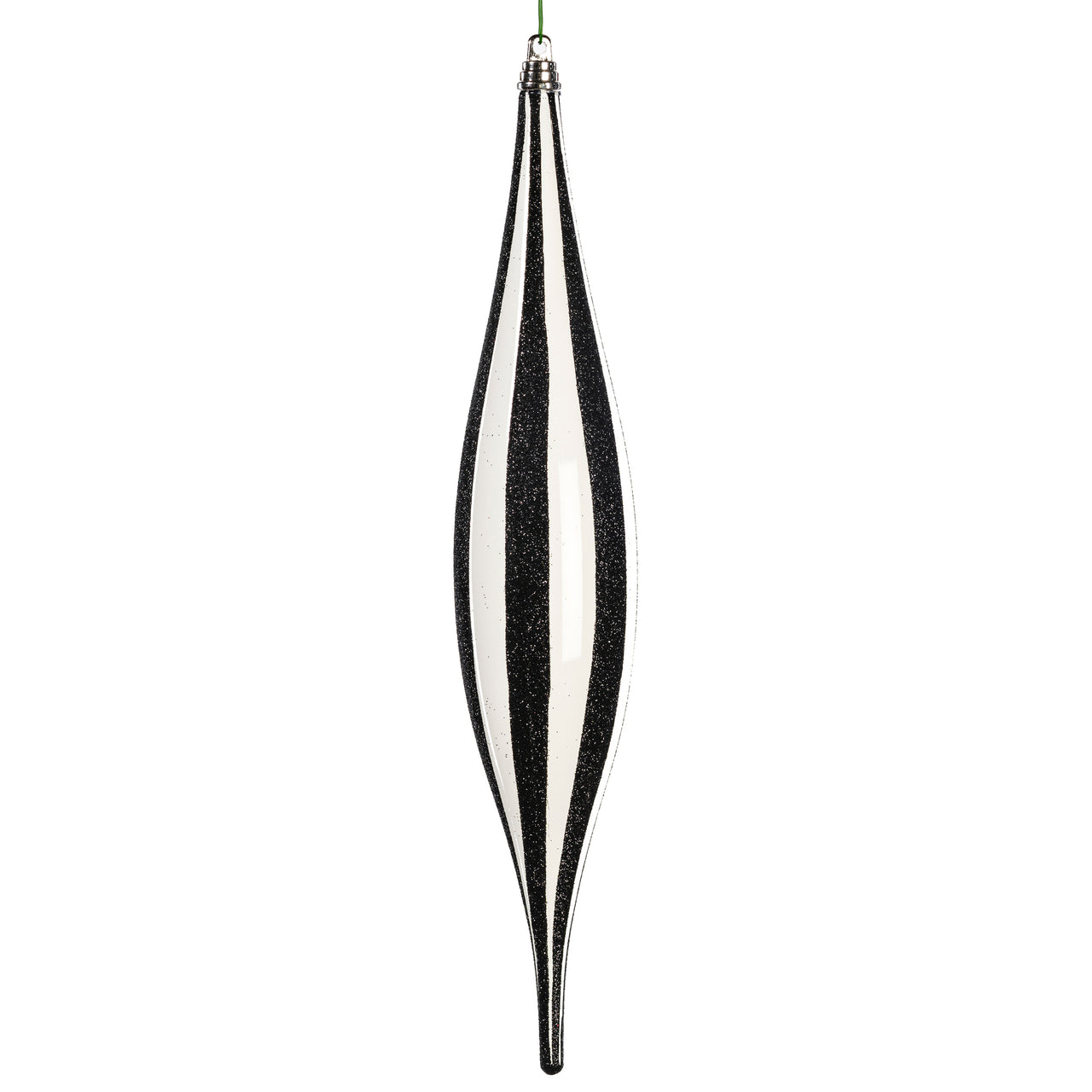 13" White/Black Glitter Lines Ovl