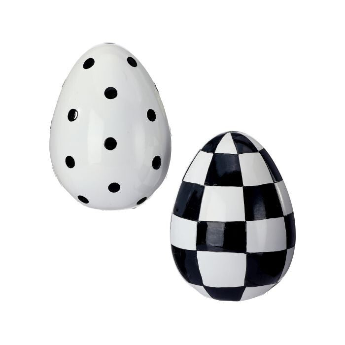 6" Resin Polka Dot/Check Easter Egg 2/Ast
