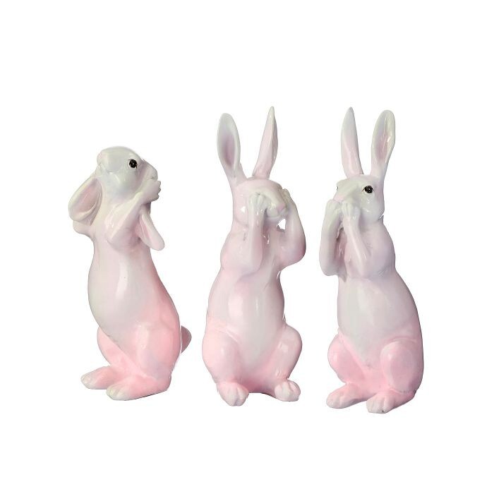 6.5" Resin Hear/See/Speak No Evil Bunny 3/Ast