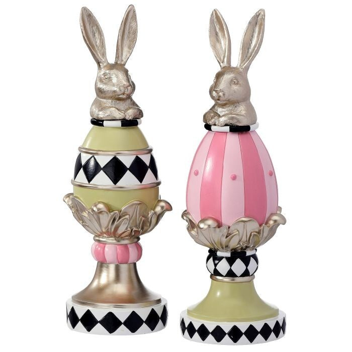 13.5" Resin Garden Bunny/Egg Topiary 2/Ast