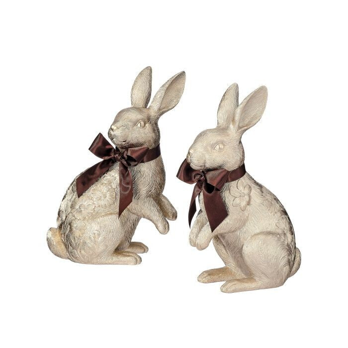 11" Resin Golden Bunny 2/Ast