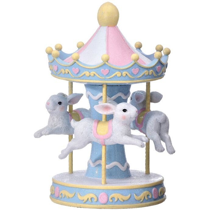 10.5" Resin Carousel W/Bunny