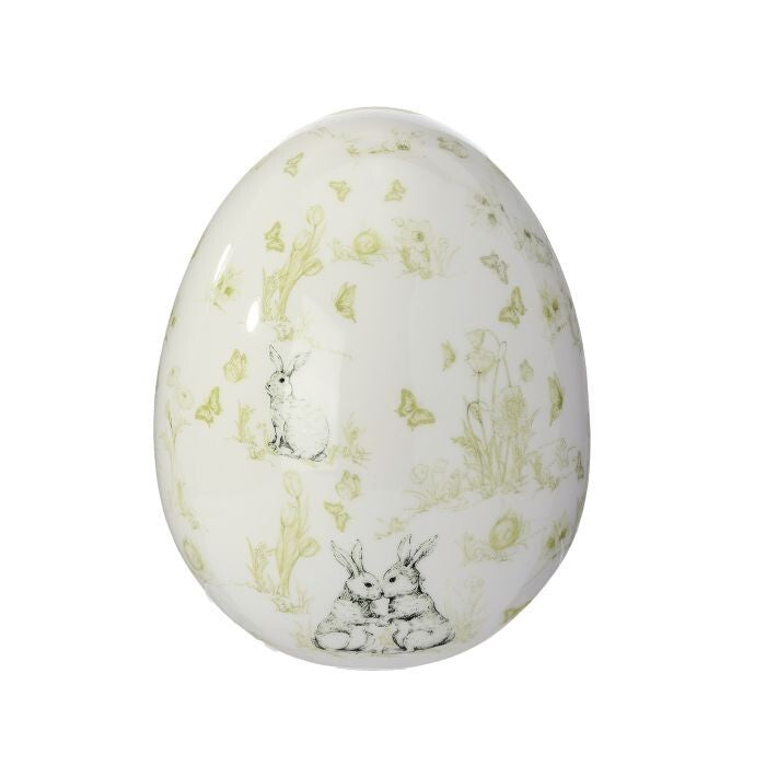 7" Dolomite Bunny Toile Egg