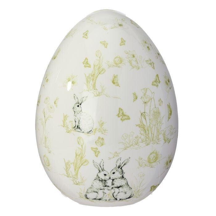 8.5" Dolomite Bunny Toile Egg