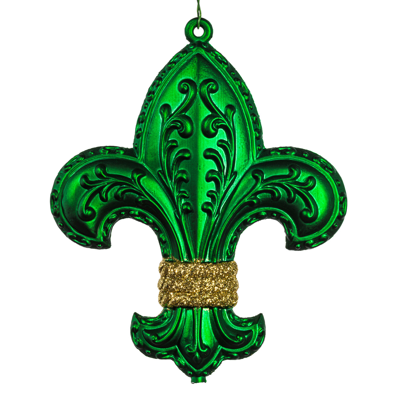 6" Green Matte Fleur De Lis Orn