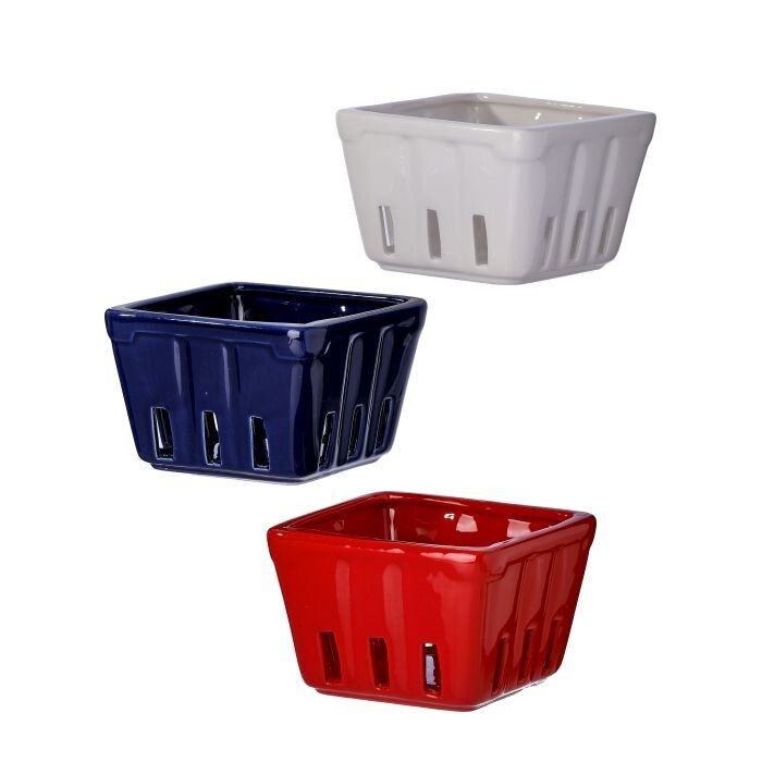 4" Ceramic American Spirit Quart Basket 3/Ast