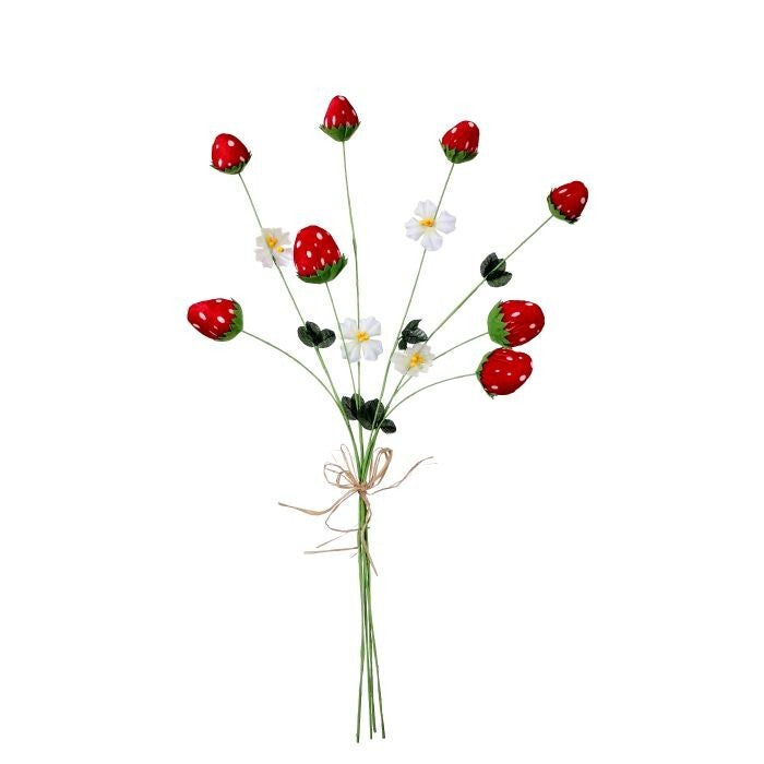 24" Hanging Felt Strawberry Spray X8