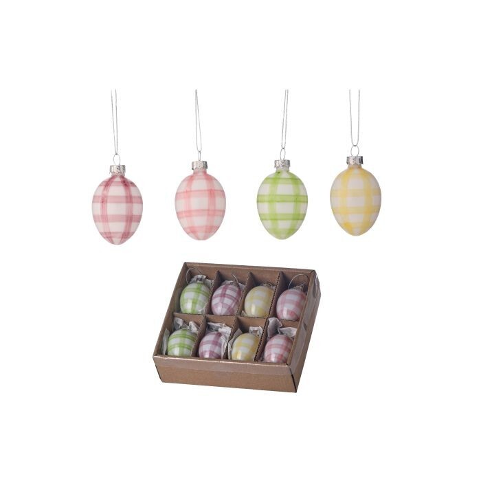 2" Gls Stripe Egg Ornament Bx/8