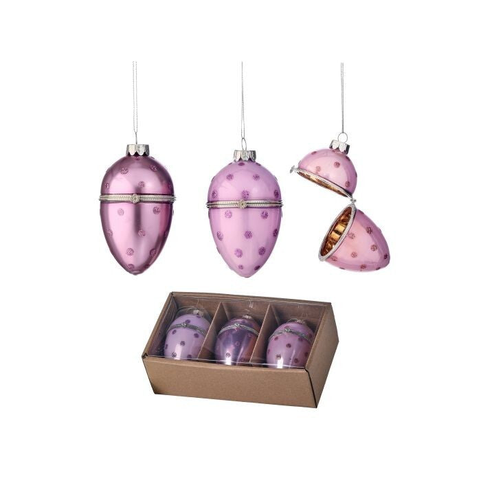 4"Gls Faberge Polka Dot Egg Ornament Bx/3