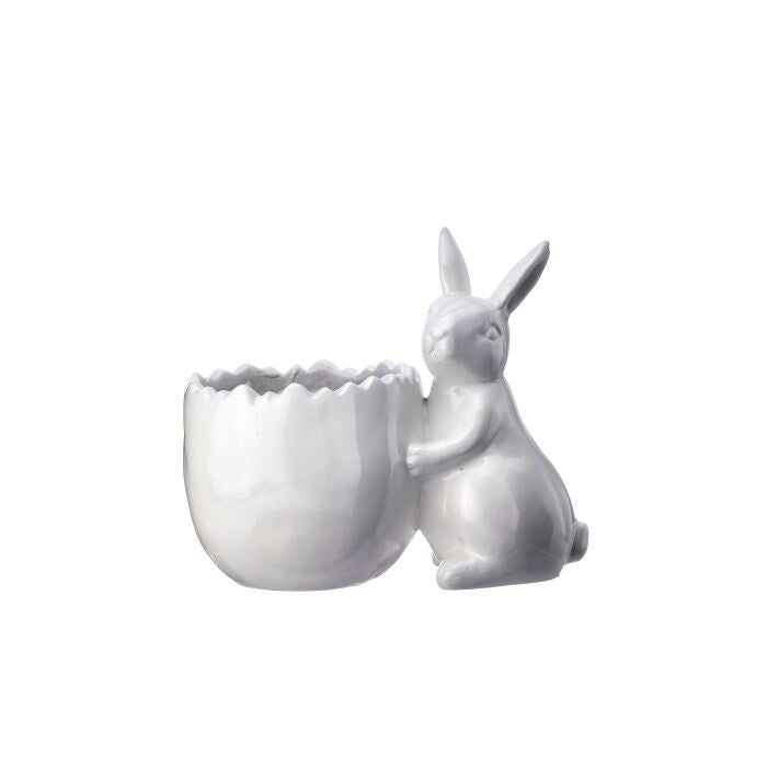 7.5" Resin Bunny W/Egg Planter