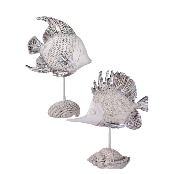 6.5" Resin Tropical Fish W/Shell Stand 2/Ast