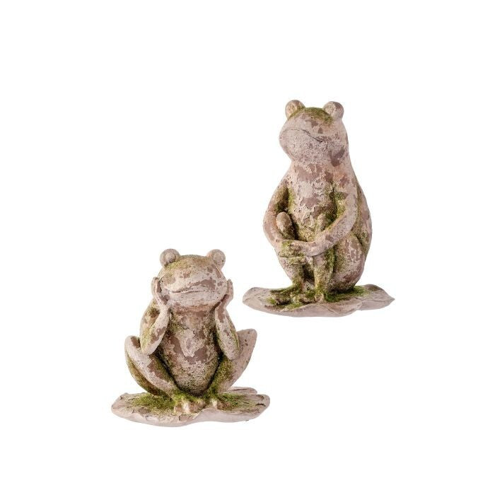 Resin Mossed Frog On Lilypad 6.5-8.5" St2