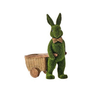 Resin Mossed Bunny W Cart 10.75