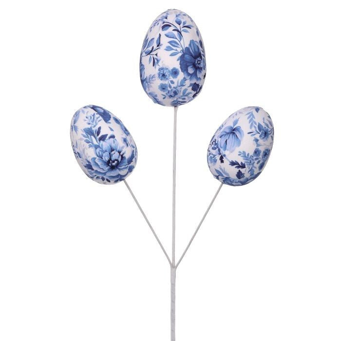 Fabric Toile Easter Egg Pick X3 18"