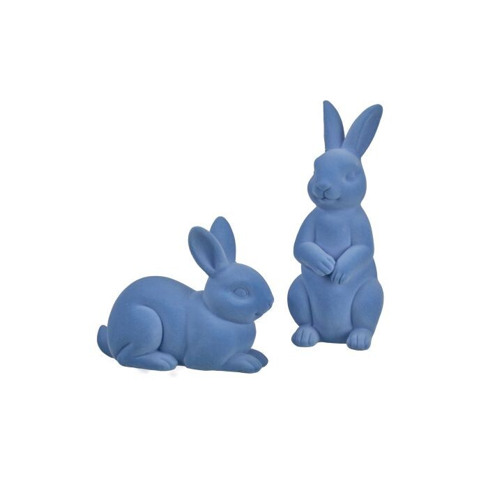 7-9" Resin Flocked Bunny 2/Ast