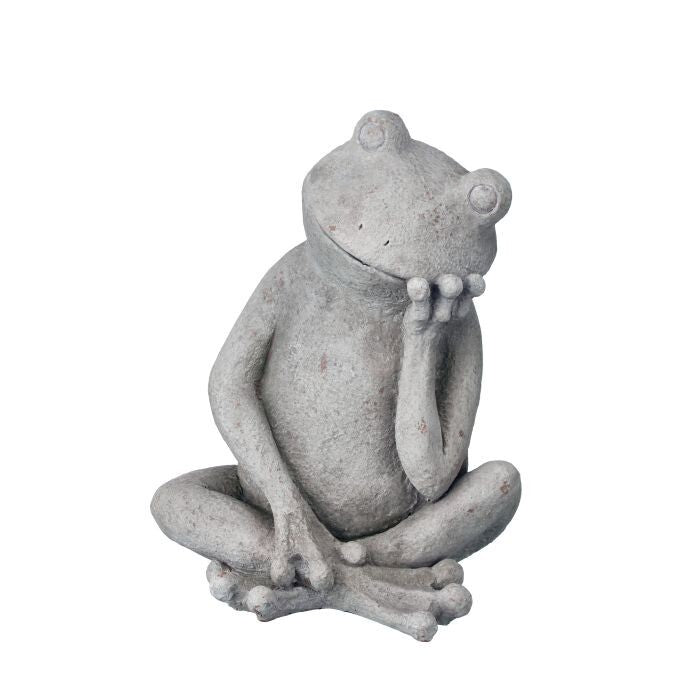 12" Outdoor Resin Thinking Frog