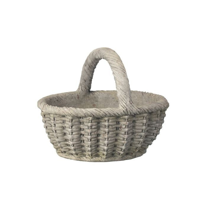 15.5" Outdoor Resin Basket W/Handle