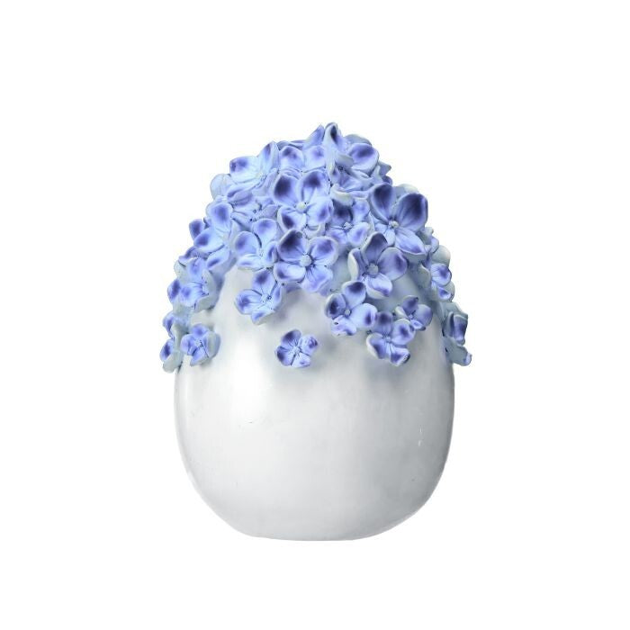 6" Resin Hydrangea Blossom Egg