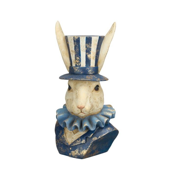 10.5" Rsn Gentleman Bunny Bust W/Collar