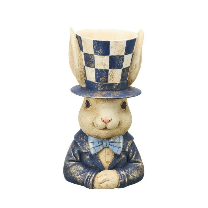 13.5" Rsn Antiqued Gentleman Bunny Pot Bust