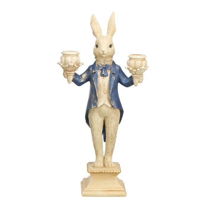 16" Resin Gentleman Bunny Candle Holder