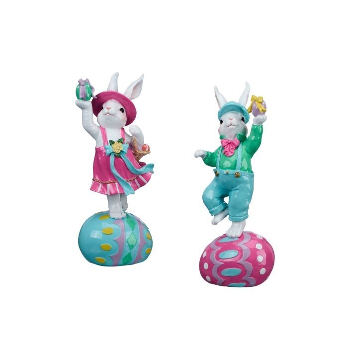 9.5-10" Rsn Colorful Bunny On Egg 2/Ast