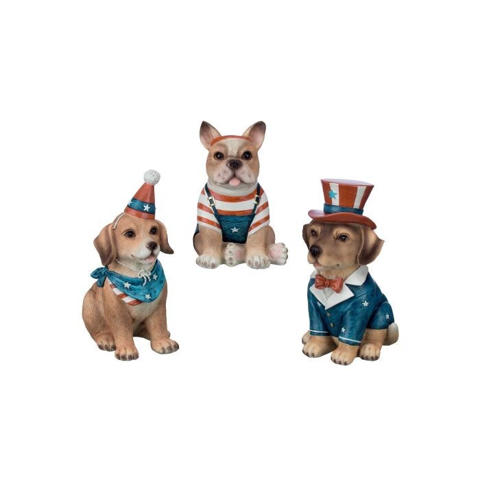 6-8" Resin Americana Dogs 3/Ast