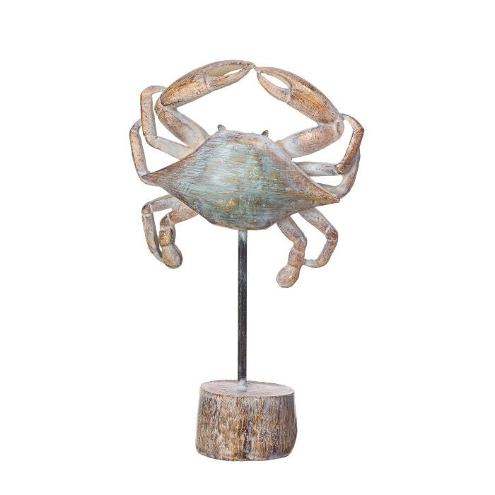 11" Resin W/Metal Crab On Block