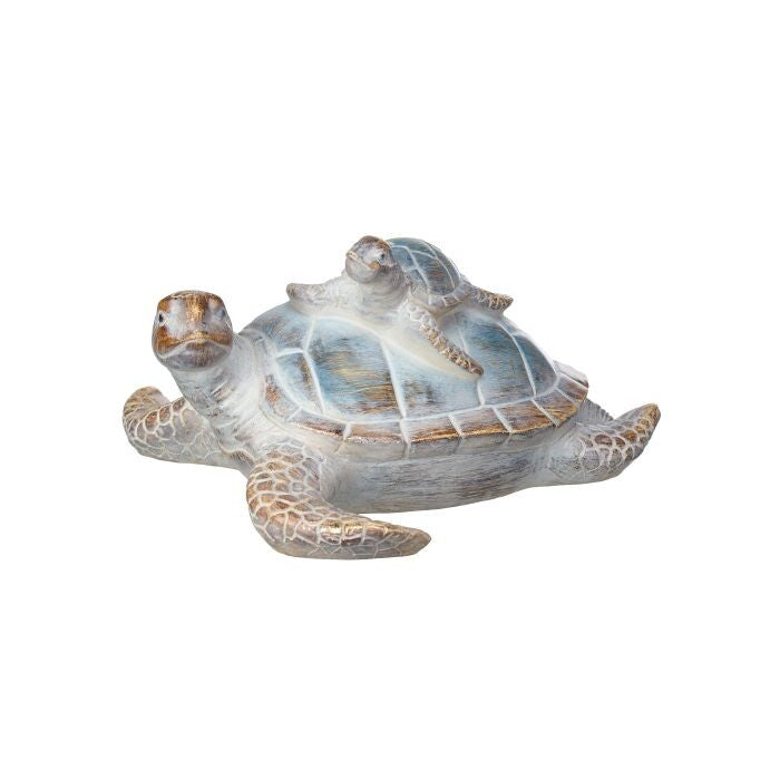 8.5" Resin Mother Sea Turtle W/Baby