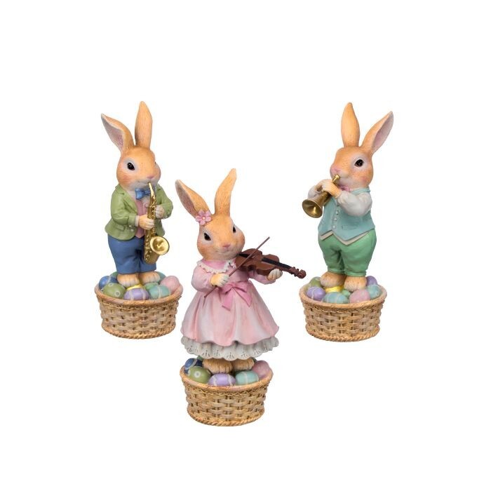 7" Resin Musical Easter Bunny 3/Ast