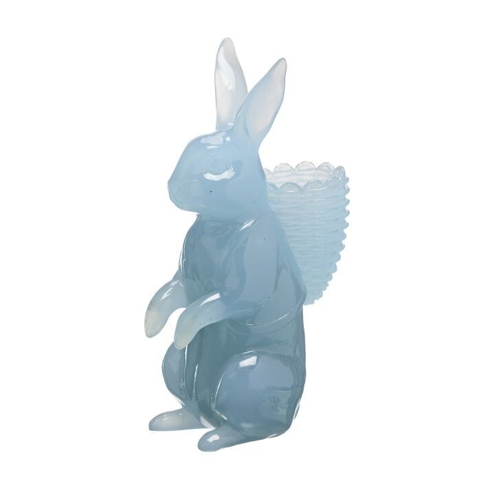 12" Clear Resin Sitting Bunny W/Basket