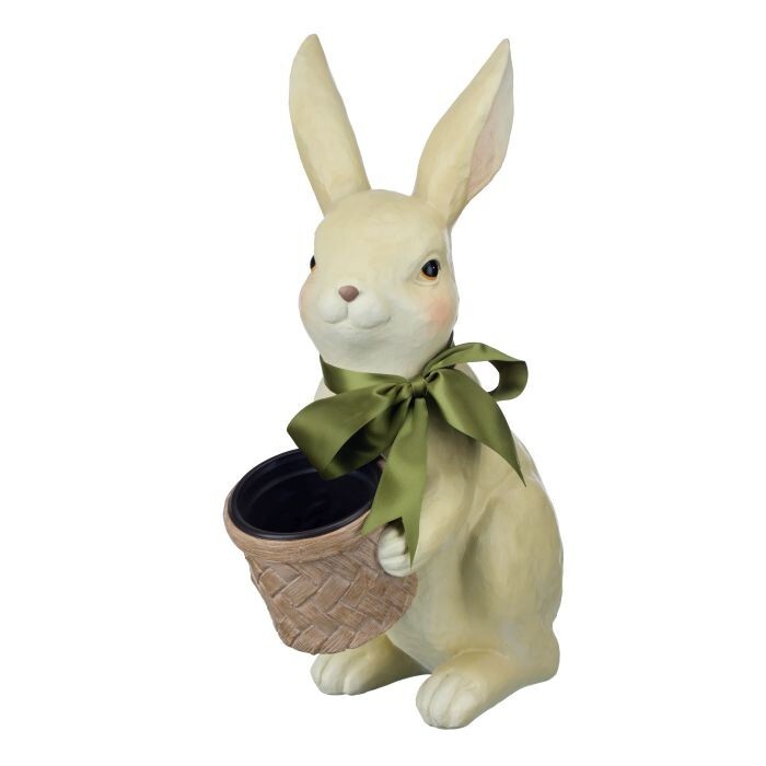 18" Resin Garden Standing Bunny W/Basket