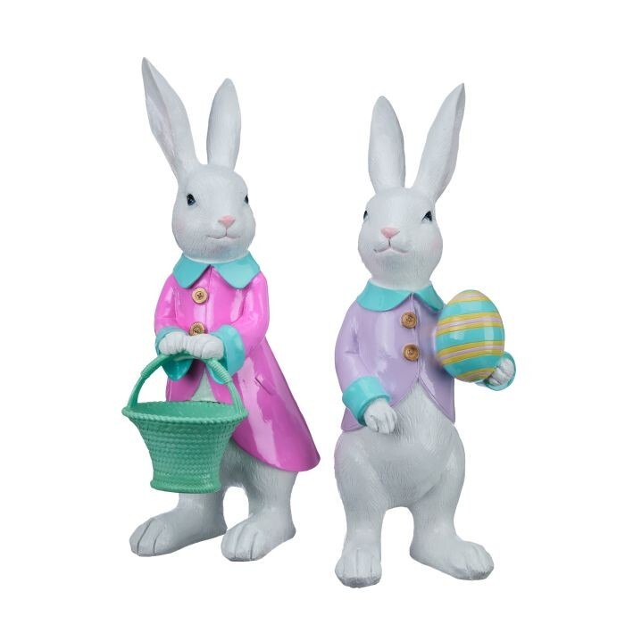 16" Resin Easter Parade Mr/Mrs Bunny 2/Ast