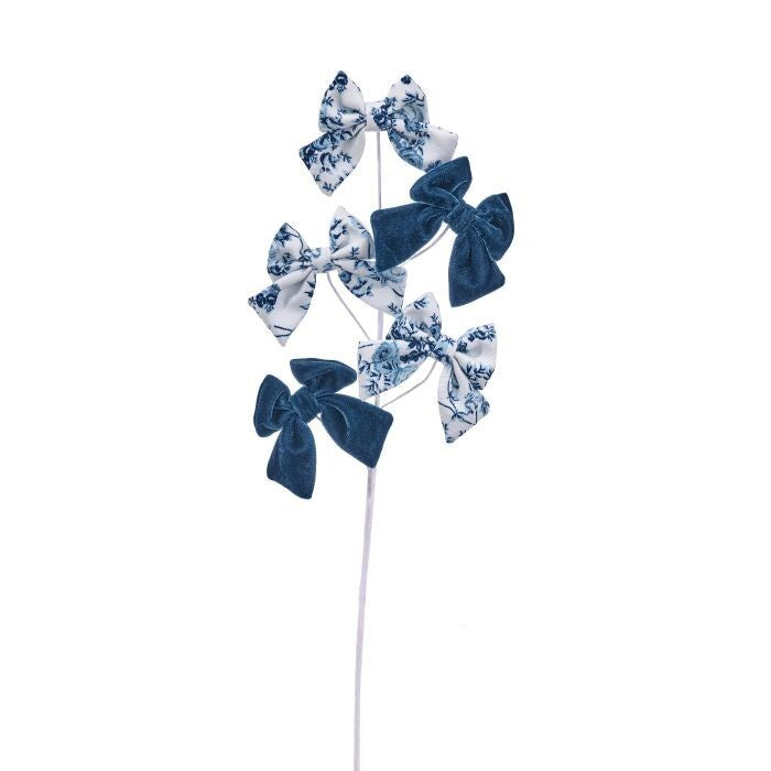 24" Bunny Blue Fabric Bow Spray X5