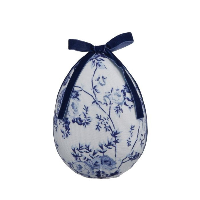 6" Foam Bunny Blue Fabric Egg W/Bowtie