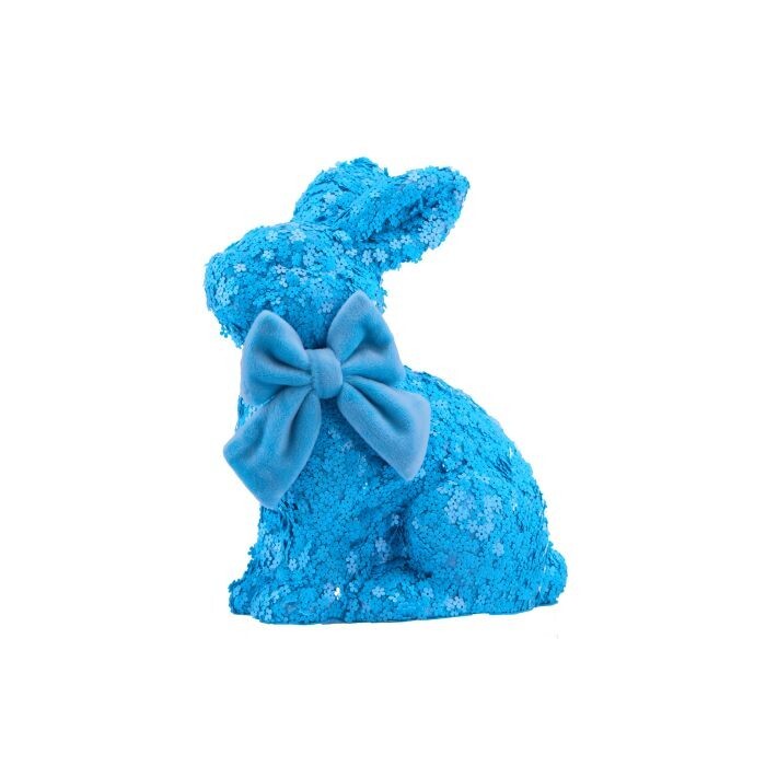 10.5" Floral Sequin Foam Bunny W/Bow