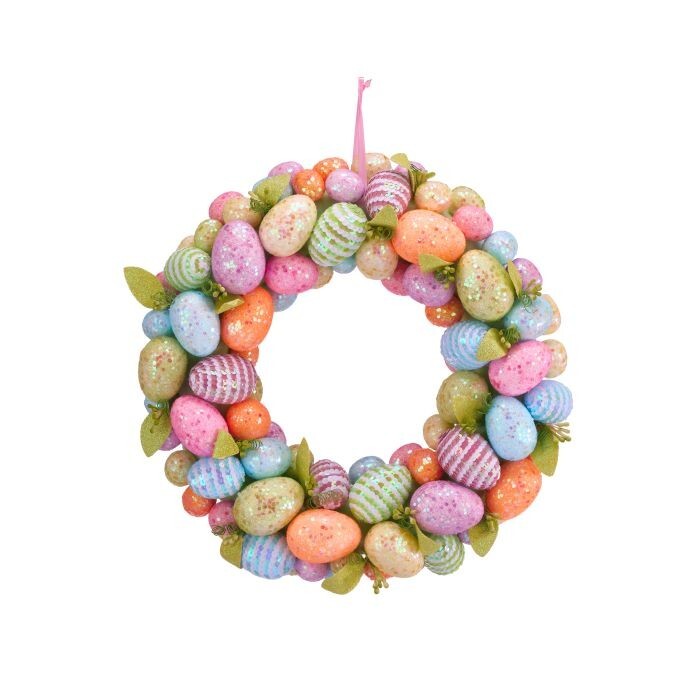 15" Foam Glitter Egg Wreath