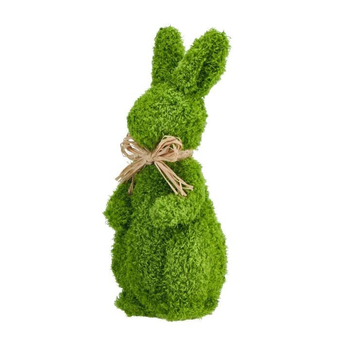 14" Foam Faux Moss Bunny W/Raffia