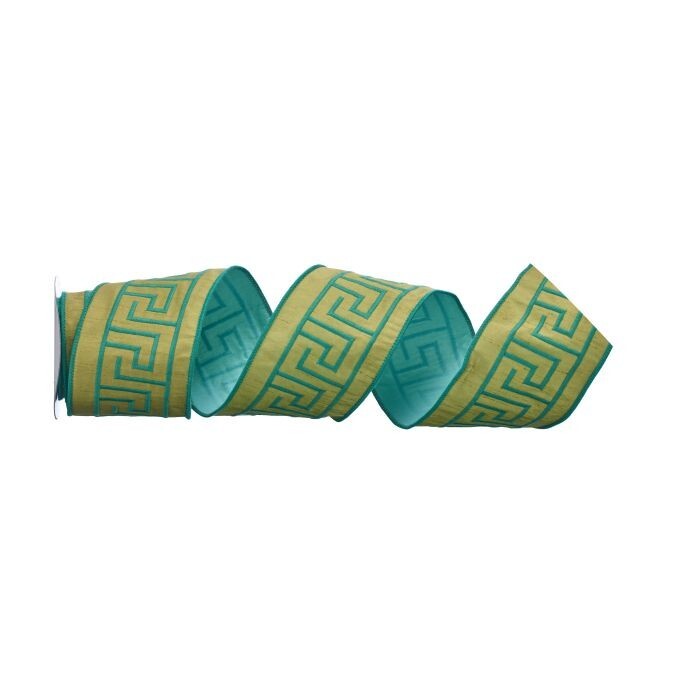 4"X5Y Greek Key Embr Dupion Ribbon